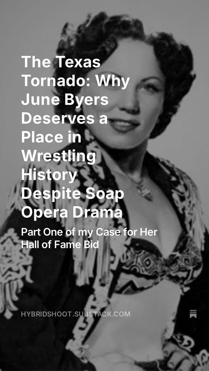 JESnowden's tweet photo. June Byers, women's wrestling pioneer, belongs in the Wrestling Observer (@WONF4W) Hall of Fame. Did you know only 12 acts out of the over 250 enshrined are women? 

Part one of my case for her in the link on my bio. The soap opera drama within will blow your mind. https://t.co/tUJqCyCVEi