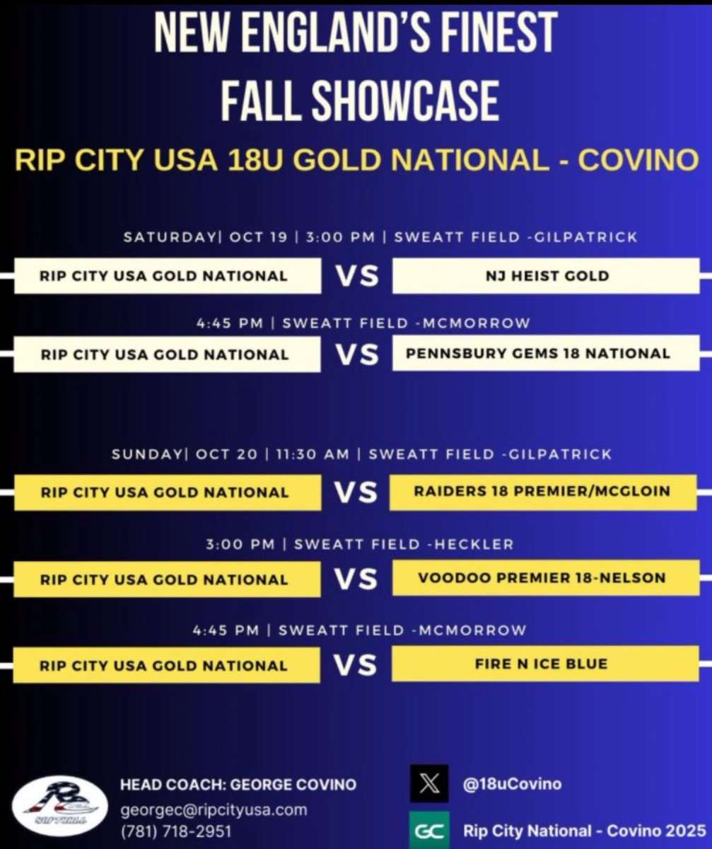 My teams schedule for this weekend