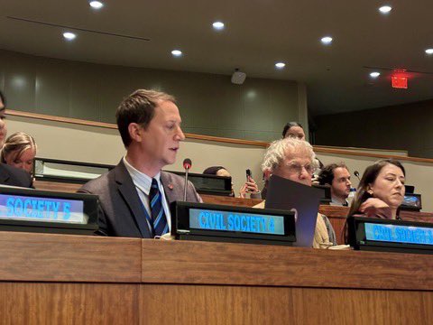 nuclearban's tweet photo. 🗣️This week, ICAN’s @SethShelden, addressed the 79th session of the First Committee of the UN General Assembly, highlighting the urgent need to eliminate nuclear weapons and ratify the #TPNW. 

Read the full statement here: 
https://t.co/NKYAlcihyK

#UNGA79 #NuclearBan https://t.co/1BjZSYRIwa