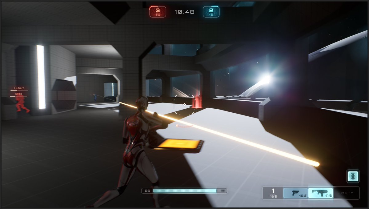 another one from the archive, a PvP shooter map I made using Epic's Lyra project #Blocktober 
2v2 team deathmatch set on an orbital space station, more at the link > eugencanicld.com/orbital-blast

#leveldesign #PVP #scifi #BLOCKTOBER24