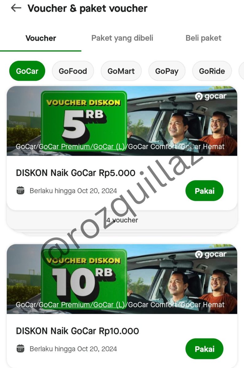 rozquillaz's tweet photo. WTS avail voc gojek 

goride 90% 10K fee 3K
goride 5K fee 500p

gocar 10K fee 2K

boleh langsung DM, mention after DM
#wts #voucher #zonauang #zonajajan https://t.co/c5c5QM43bK