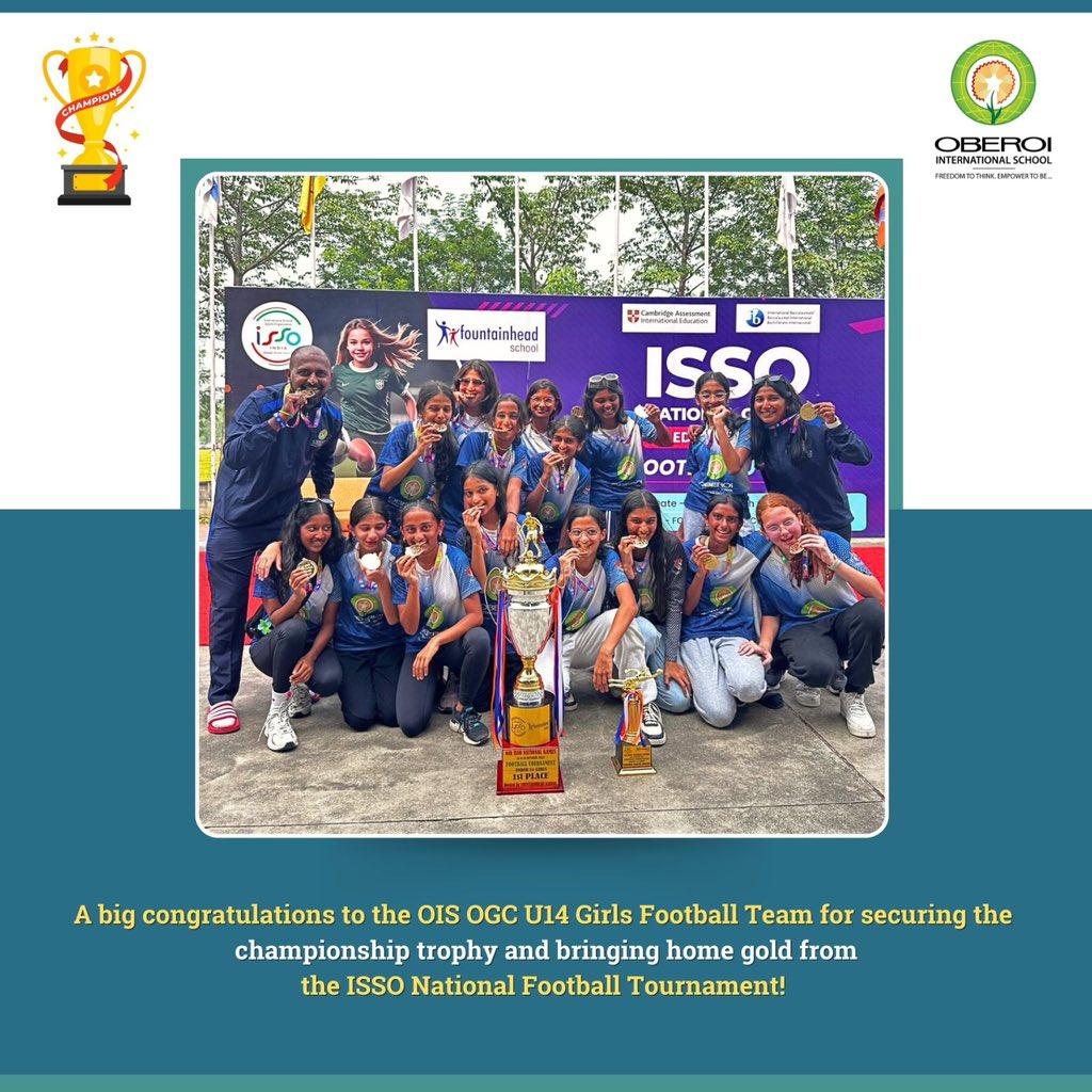 oismumbai's tweet photo. What an incredible performance by the OIS teams at the ISSO National Football Tournament! From fierce tackles to unstoppable teamwork, both OGC &amp; JVLR gave it their all. OGC brought home the Champions Trophy, and JVLR secured a proud 3rd place finish. https://t.co/CoXdRRzK3V