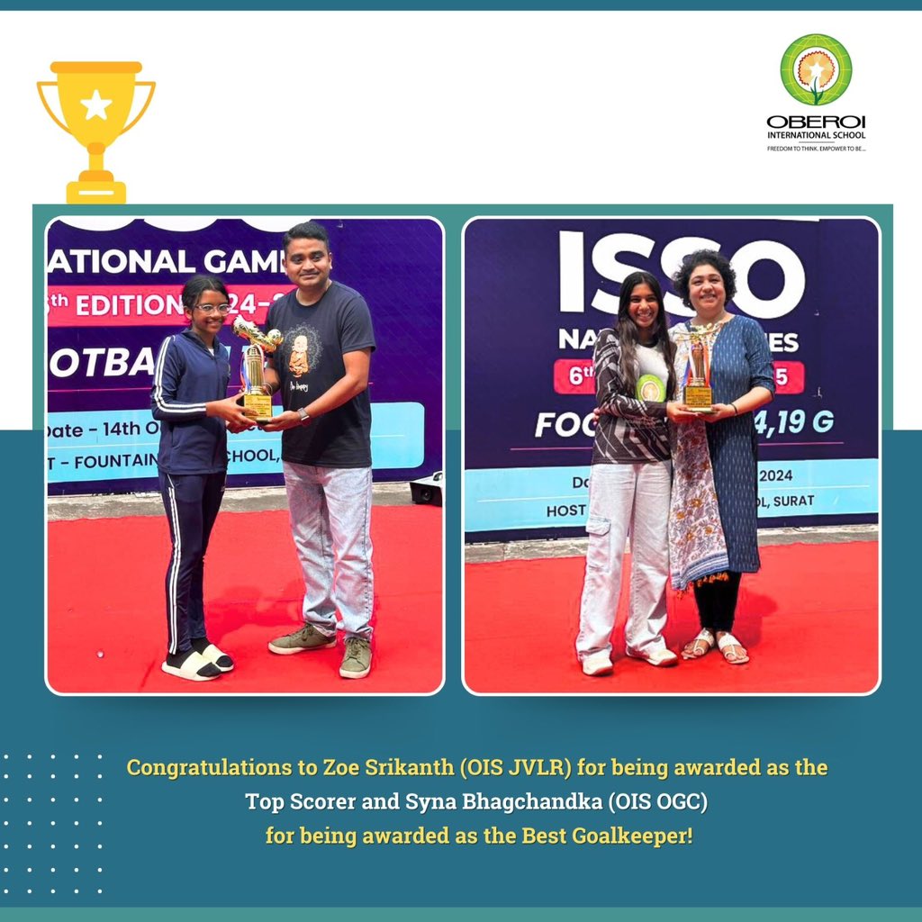 oismumbai's tweet photo. What an incredible performance by the OIS teams at the ISSO National Football Tournament! From fierce tackles to unstoppable teamwork, both OGC &amp; JVLR gave it their all. OGC brought home the Champions Trophy, and JVLR secured a proud 3rd place finish. https://t.co/CoXdRRzK3V