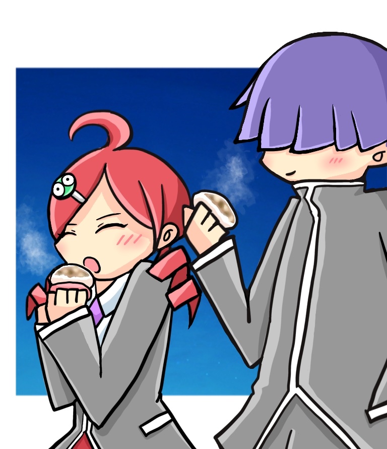 寒い日に肉まん半分こするまぐりん