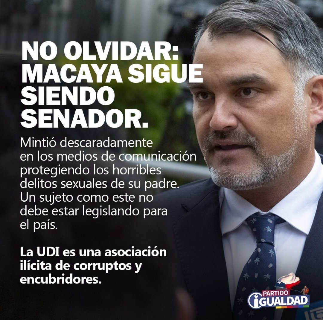 Si él sabía que su padre era pedófilo por que todavía no renuncia al <a href="/Senado_Chile/">Senado Chile</a> . A no callar y pedir su renuncia.