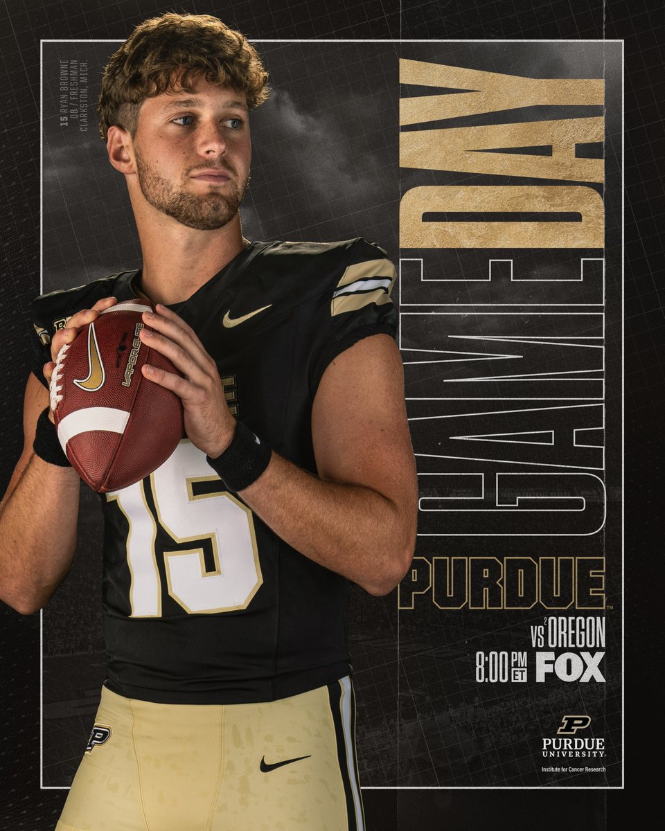 BoilerFootball's tweet photo. It's game day...wear black!

🆚 Oregon
🕗 8:00 PM ET
📺 @FOXTV
📻 96.5 WAZY
ℹ️ Hammer Down Cancer | Blackout Game | @PUCancerInst https://t.co/FZZLwoTPxM