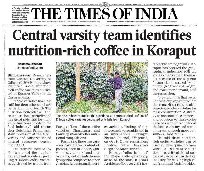 dpanda80's tweet photo. Researchers Identified Nutrition rich Coffee from Koraput valley
@cuokoraput @dmkoraput @dpradhanbjp https://t.co/u6LAwaqpN9