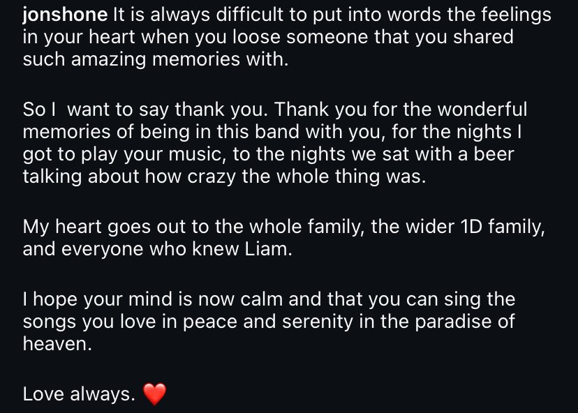 eversincemanila's tweet photo. Josh’s (1D’s drummer), Sandy’s (1D’s bass), and Jon’s (1D’s pianist) tributes to Liam via Instagram post ☹️💔 https://t.co/8zVAUHAO6r