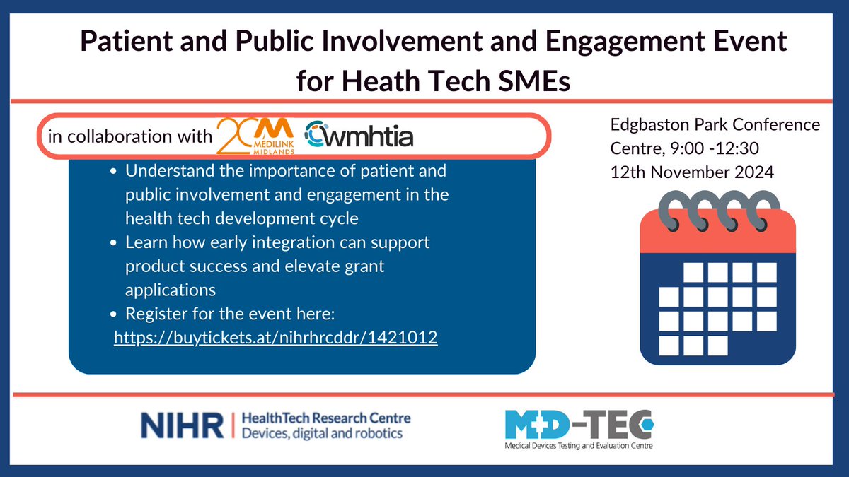 Looking to broaden your understanding of PPIE and maximise the success of grant applications, register here   tickettailor.com/events/nihrhrc…