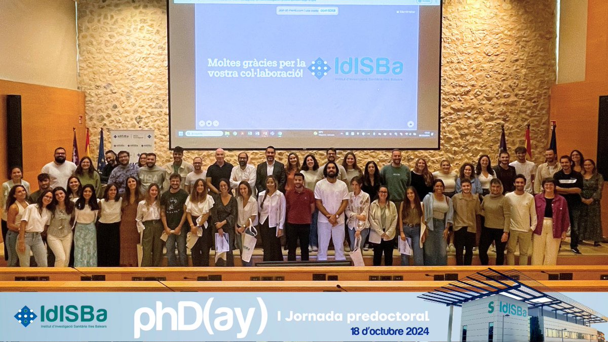 🔊Gràcies a tots els que heu participat a la primera Jornada Predoctoral de l’IdISBa ph(Day). 

🤗Ens ha encantat compartir i intercanviar vivències, dubtes, reptes de futur… amb tots vosaltres.

❤️Sou el futur de la investigació

🧬🔬#SomIdISBa #SomInvestigacio #SomSalut