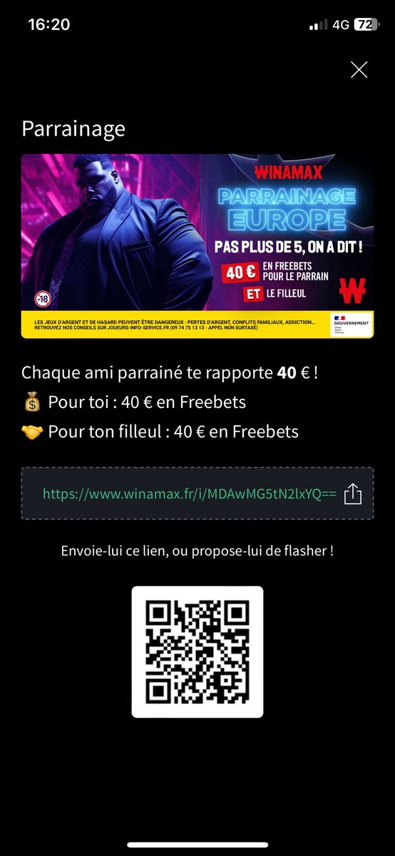 MaxenceSix1's tweet image. Aller les gars on se parraine ! #Winamax #Unibet #PSEL #Betclic #parrainage #FreeBet #Football