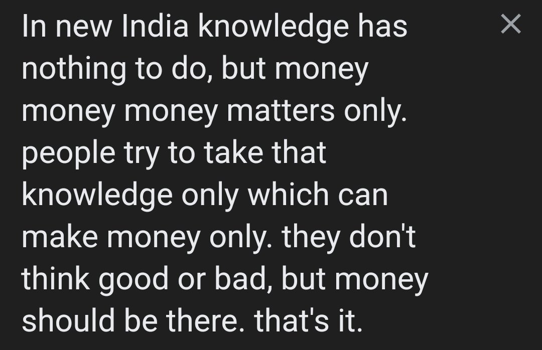 nationfirst43's tweet photo. In new india nothing exist other than money. Whole life spent in search of money. What productive could be done here in india? To me, nothing! https://t.co/sV2X9XpH3j