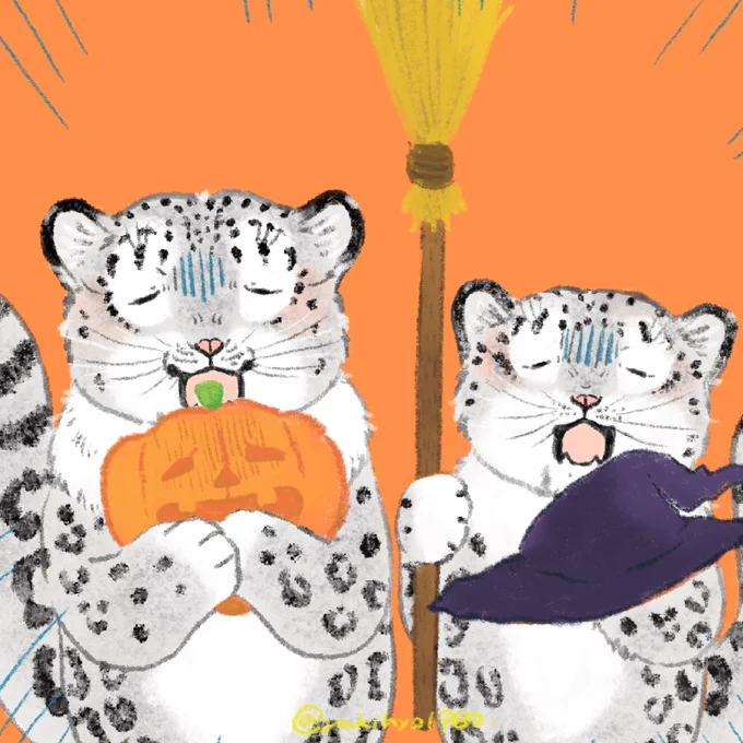 ハロウィンってお菓子貰えるの? 「でるかも」 「怖い」 #イラスト