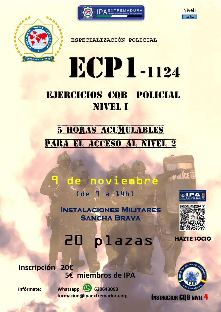 Os presentamos, con mucha ilusión, una jornada de prácticas de intervención en situaciones críticas.  
Basándonos en tácticas y técnicas de CQB Policial abordaremos la resolución de situaciones complicadas reales que han sucedido en localidades Españolas. #servoperamikeco