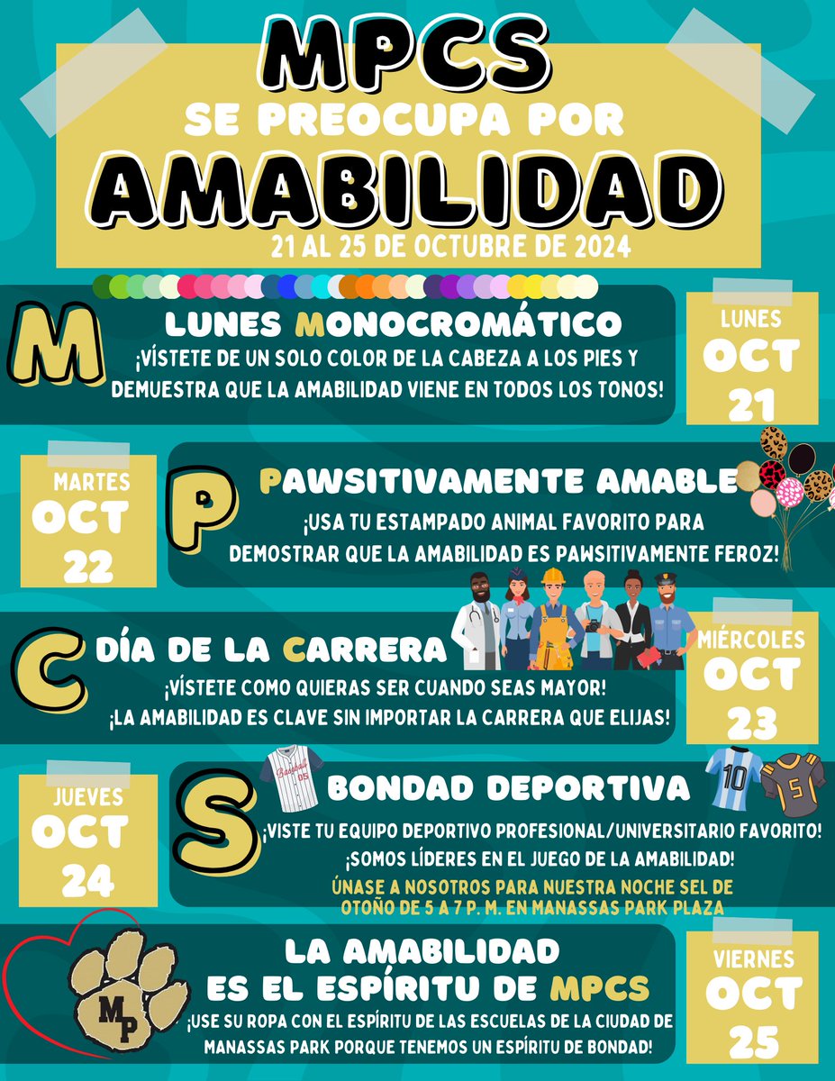 Mark your calendars! MPCS Kindness week is coming up in Next Week!

¡Marca tu calendario! ¡La semana de la amabilidad de MPCS se acerca la próxima semana!