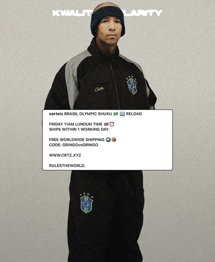 As announced by Corteiz founder, <a href="/CLINT419/">👍</a> , the 'Brasil Olympic Shuku' has been re-released at 11:00 (London time) - the same time as Palace which allegedly stole Corteiz' design according to Clint.🪡