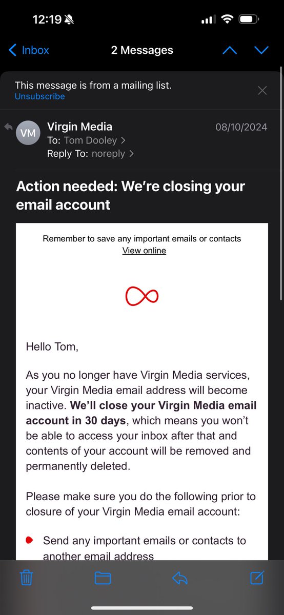 theman10k's tweet photo. @virginmedia why are you closing all your email accounts? 
I’m an old school https://t.co/UWDP9FHqrl email user and still a virgin/o2 customer and I just got this email a couple days ago. https://t.co/VLZHQz6ePQ