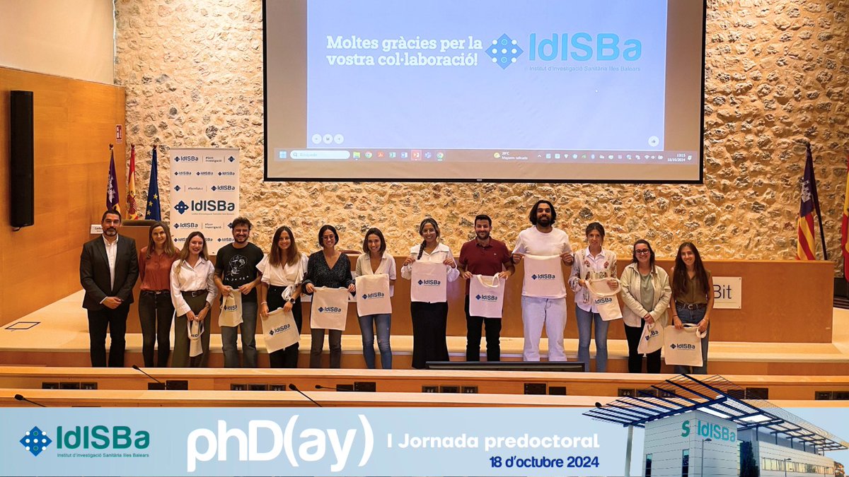 Tots els predocs que han presentat avui el seu treball de tesis i ens han apropat el seu camp de recerca 🫶 Moltes Gràcies per participar companys i companyes 🤗 
#JuntsFeimIdISBa 🧬🔬
