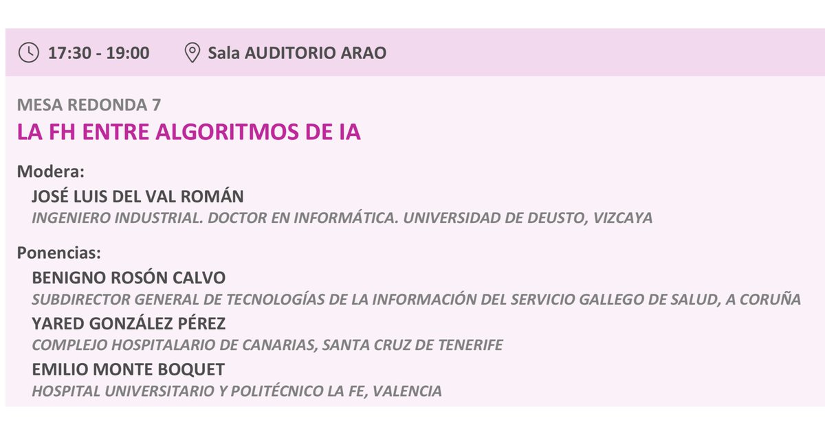 Emilio Monte (@emiliomonteb) on Twitter photo Esta tarde volvemos a conversar y debatir sobre el uso de IA en farmacia hospitalaria en el <a href="/sefhcongreso/">70 Congreso SEFH</a>. Ayer tuvimos un taller muy intenso, pero se quedaron cosas en el tintero por falta de tiempo. Seguro que hoy podremos seguir profundizando
#sefh24 #IA #AI Esta tarde volvemos a conversar y debatir sobre el uso de IA en farmacia hospitalaria en el <a href="/sefhcongreso/">70 Congreso SEFH</a>. Ayer tuvimos un taller muy intenso, pero se quedaron cosas en el tintero por falta de tiempo. Seguro que hoy podremos seguir profundizando
#sefh24 #IA #AI