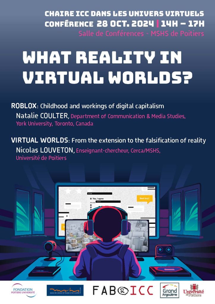 🗓️ Rendez-vous le 28 octobre pour une conférence sur les enjeux humains et sociétaux des mondes virtuels.

🌐 Dans le cadre de la Chaire ICC dans les Univers Virtuels en cours de préfiguration à l’<a href="/UnivPoitiers/">Université de Poitiers</a> et portée par la Pr. Inés de La Ville.

📎 fondation.univ-poitiers.fr/conference-cha…
