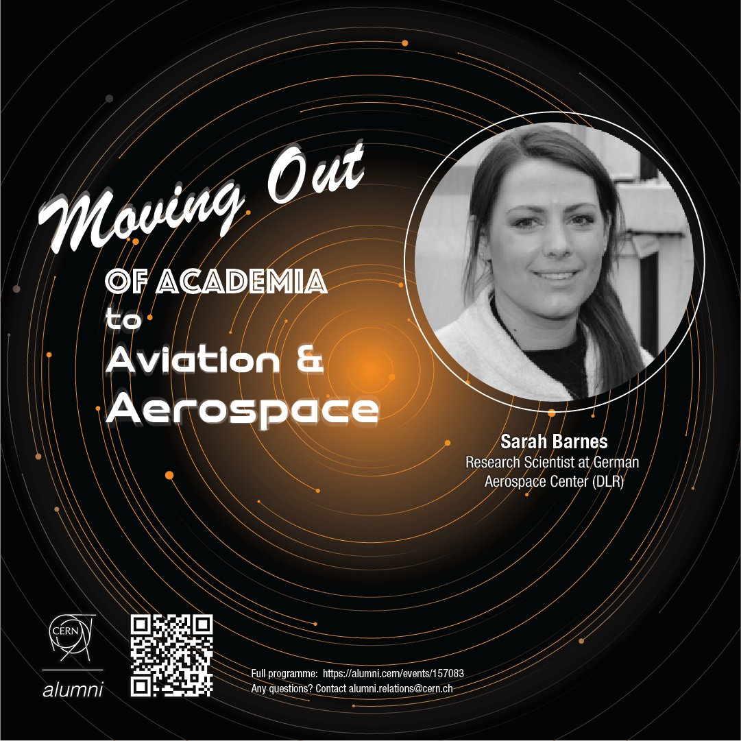 cernalumni's tweet image. How does a particle physicist transition into  #aerospace?

On 25 October, join us for the Moving Out of Academia to Aviation &amp;amp; Aerospace with #CERNAlumni Sarah Barnes, a Research Scientist at the German Aerospace Center (DLR). 🚀

🔗 Register now: alumni.cern/events/157083