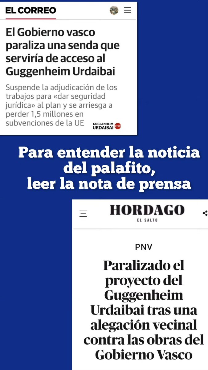guggenurdaibai's tweet photo. Se paraliza el palafito, no el proyecto Guggenheim Urdaibai!
Leer la nota de prensa para entenderlo mejor. 👇 https://t.co/6r2o5ZR43n