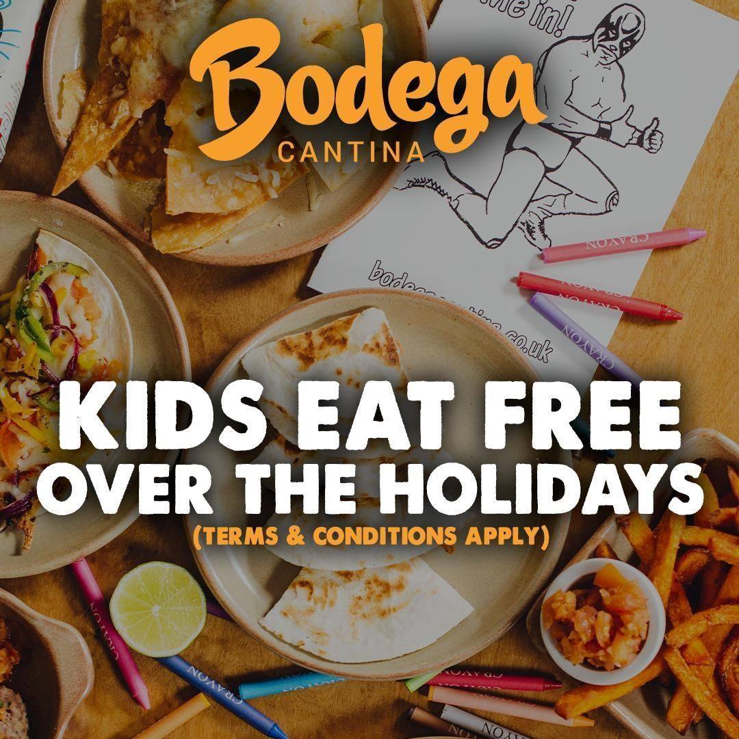 Looking for a Half-Term treat, Amigos?!

Bring the whole family to Bodega Cantina during the October break, and kids eat FREE with every adult meal 🌮🍽️

It's the perfect chance to enjoy delicious flavours while keeping the little ones happy 🤩