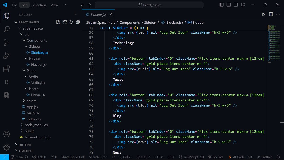 saini_isha57790's tweet photo. π Just built a fully responsive sidebar for my video streaming app Streamspace! π₯
Used React Router DOM with Outlet to wrap various pages, ensuring seamless navigation. Super excited about the progress! π»
#React #JavaScript #WebDev #ResponsiveDesign #ReactRouterDOM https://t.co/kflJaJ0E6n