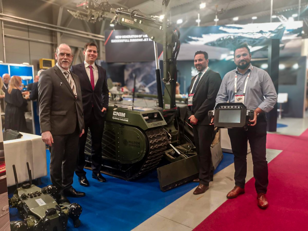 MilremR's tweet photo. Over the past three days, we have been present at the Future Forces Forum held in Prague, presenting our #UGV #THeMIS #ROCUS (developed in cooperation with CNIM Systèmes Industriels) at the #Pramacom stand. https://t.co/1qW8m4SGfj