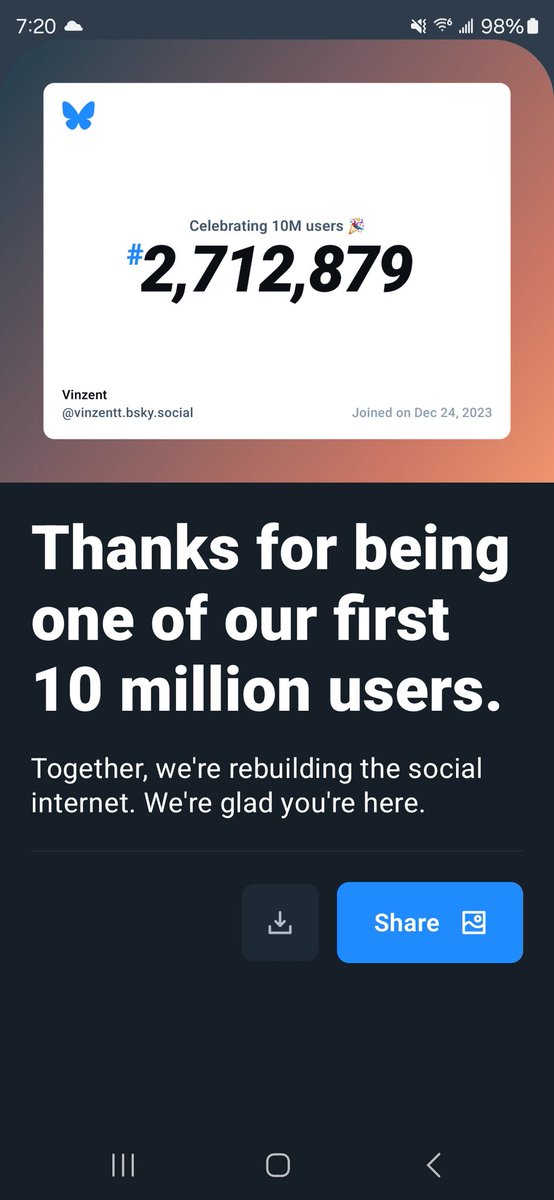 First 10 million B) also if you want to be my first follower - bsky.app/profile/vinzen… I've had it for a while now, but haven't posted anything. Will start to move some content over there