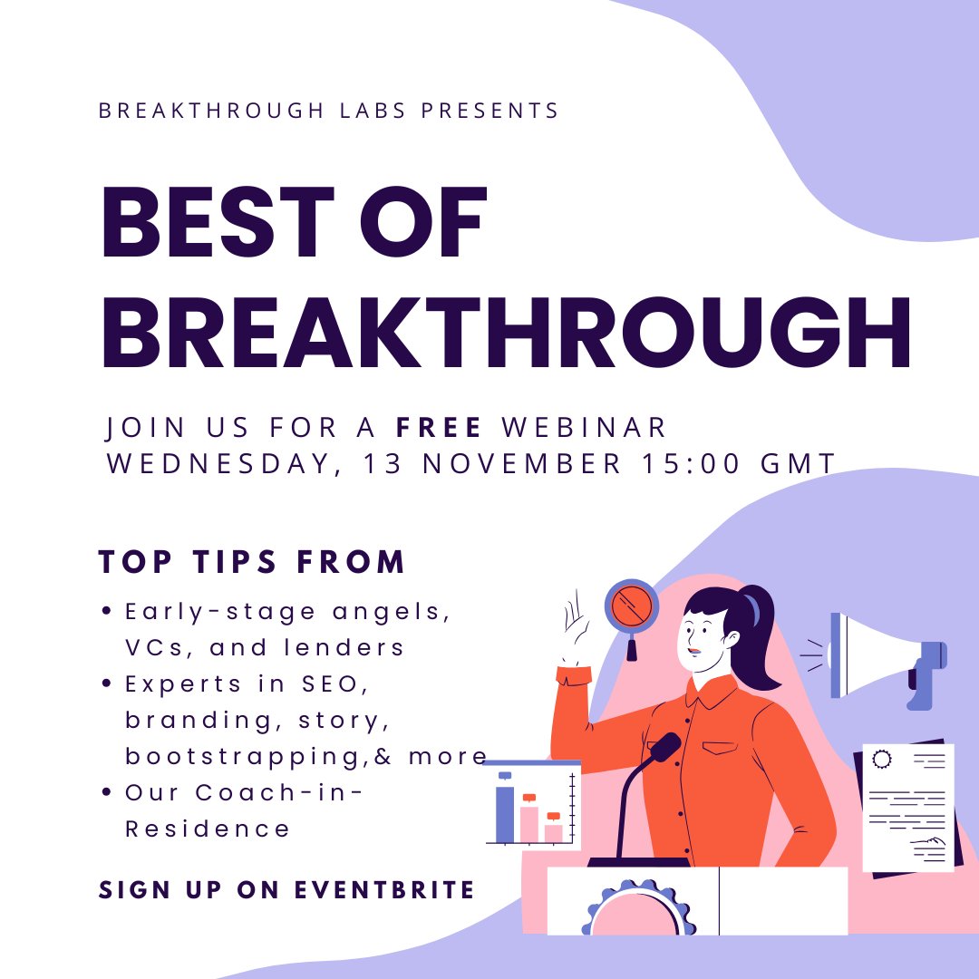 Don't miss our FREE event for female founders - sign up on EventBrite: eventbrite.co.uk/e/best-of-brea… 

#femalefounders #investoradvice #startups