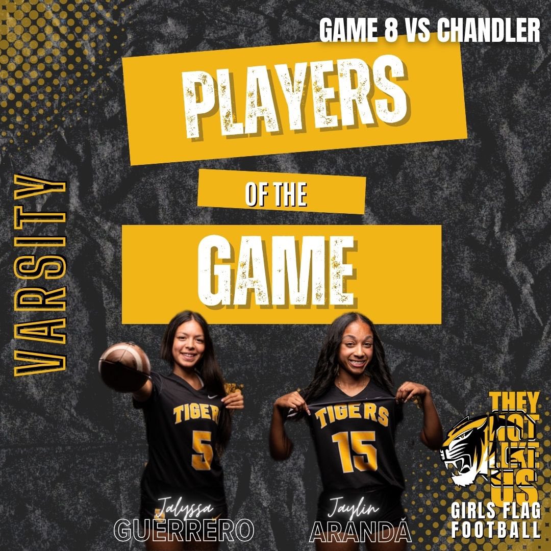 This week players of the game 

Varsity Tues 
Aubrey 85 yds TD
Savanah great rushing and a sack 

Thurs 
Jalyssa TD controlled game rushing and recieving 
Jalin pressure on the quarterback all day

Lucy coming in QB 
Mara 2TD