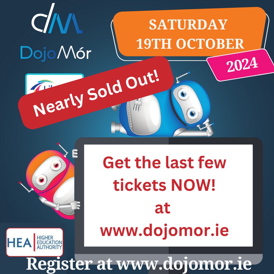 DojoMór (@dojomor2024) on Twitter photo Last Few Tickets for In-Person Workshops &
Online Coding Event. Free Registration at dojomor.ie
#dojomor2024
<a href="/MTU_ie/">Munster Technological University</a> <a href="/DkIT_ie/">DkIT</a> <a href="/MaynoothUni/">Maynooth University</a> <a href="/atusligo_ie/">ATU Sligo</a> <a href="/ATU_GalwayCity/">ATU Galway City</a> <a href="/ATUDonegal_/">ATU Donegal</a> <a href="/LaoisCouncil/">Laois County Council</a> <a href="/offalycoco/">Offaly County Council</a> <a href="/LibrariesIre/">Libraries Ireland</a> <a href="/SETUIreland/">South East Technological University</a> <a href="/HEA_Skills/">Springboard+</a> <a href="/thecodelabie/">The Code Lab</a> Last Few Tickets for In-Person Workshops &
Online Coding Event. Free Registration at dojomor.ie
#dojomor2024
<a href="/MTU_ie/">Munster Technological University</a> <a href="/DkIT_ie/">DkIT</a> <a href="/MaynoothUni/">Maynooth University</a> <a href="/atusligo_ie/">ATU Sligo</a> <a href="/ATU_GalwayCity/">ATU Galway City</a> <a href="/ATUDonegal_/">ATU Donegal</a> <a href="/LaoisCouncil/">Laois County Council</a> <a href="/offalycoco/">Offaly County Council</a> <a href="/LibrariesIre/">Libraries Ireland</a> <a href="/SETUIreland/">South East Technological University</a> <a href="/HEA_Skills/">Springboard+</a> <a href="/thecodelabie/">The Code Lab</a>