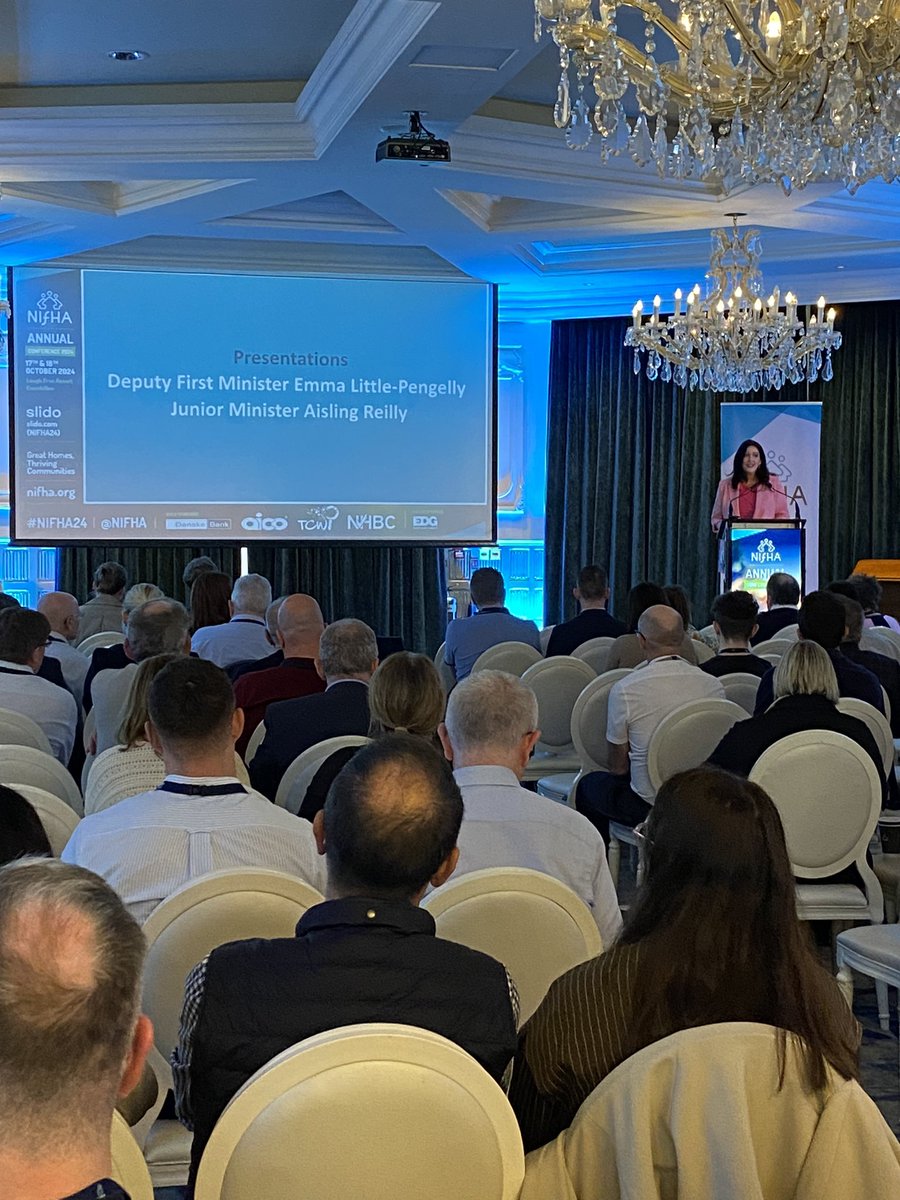 There is security and dignity in having a home - the current lack of social housing ‘is a human crisis’ says <a href="/little_pengelly/">Emma Little-Pengelly BL</a>. The dFM and Junior Minister <a href="/aislingreillysf/">Aisling Reilly SF</a> encouraged the sector to engage with the draft PfG to ensure housing remains a priority.
#nifha24