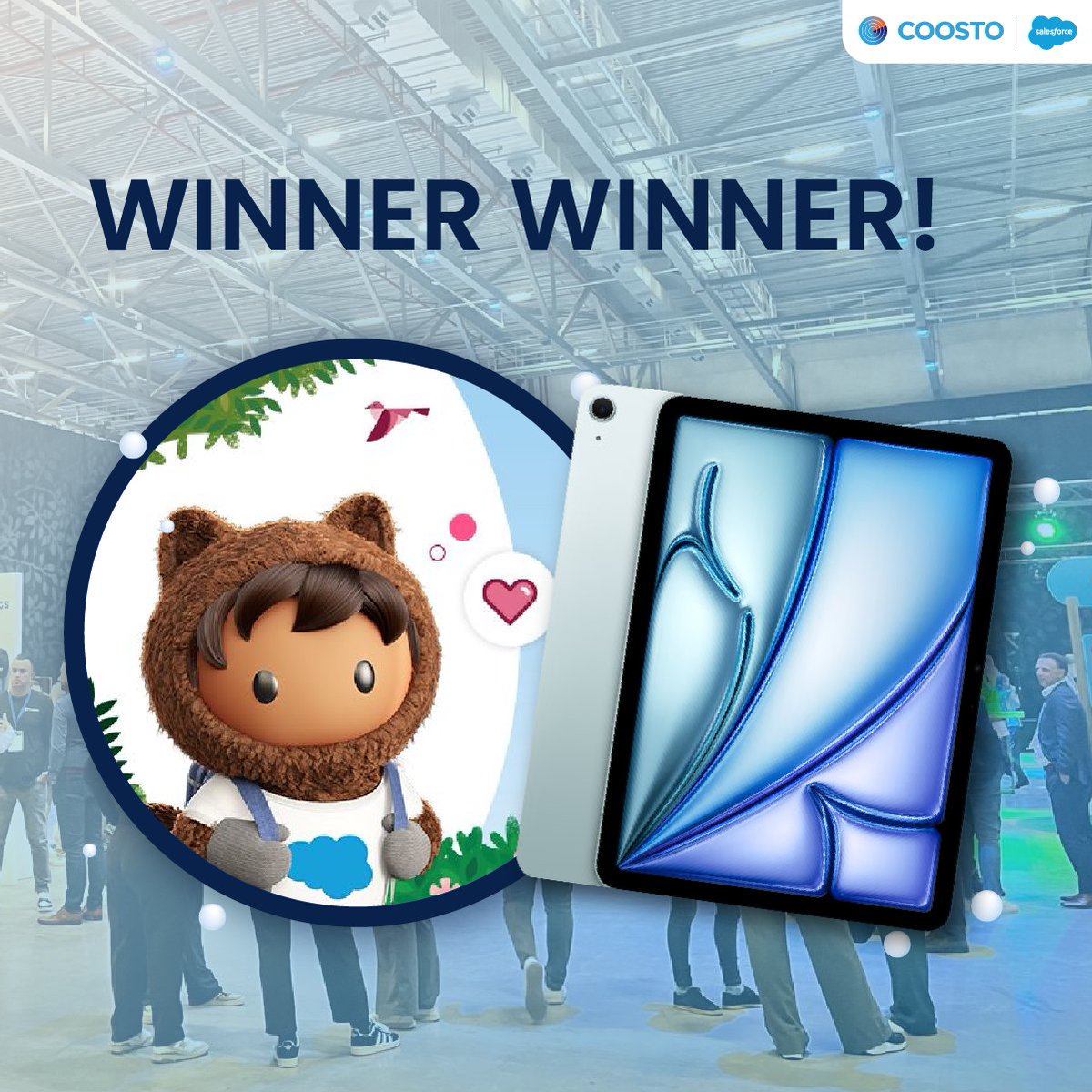 Coosto's tweet photo. Big congrats to Guillaume Lamouroux from @Sibelga, the lucky winner of our #Salesforce Heart of Service Summit giveaway! 🏆

Enjoy your brand-new iPad Air 2024! 📱✨

#winning #heartofservicesummit https://t.co/Hcj932cf1y