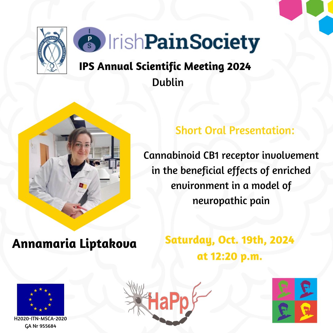 HaPpYejd2021's tweet image. 📢Don’t miss Annamaria's presentation at the Irish Pain Society meeting 2024 in Dublin on Cannabinoid CB1 receptor involvement in a model of neuropathic pain #HAPpY2021 #IPS2024 @ChristmannIpek
@MRocheLab