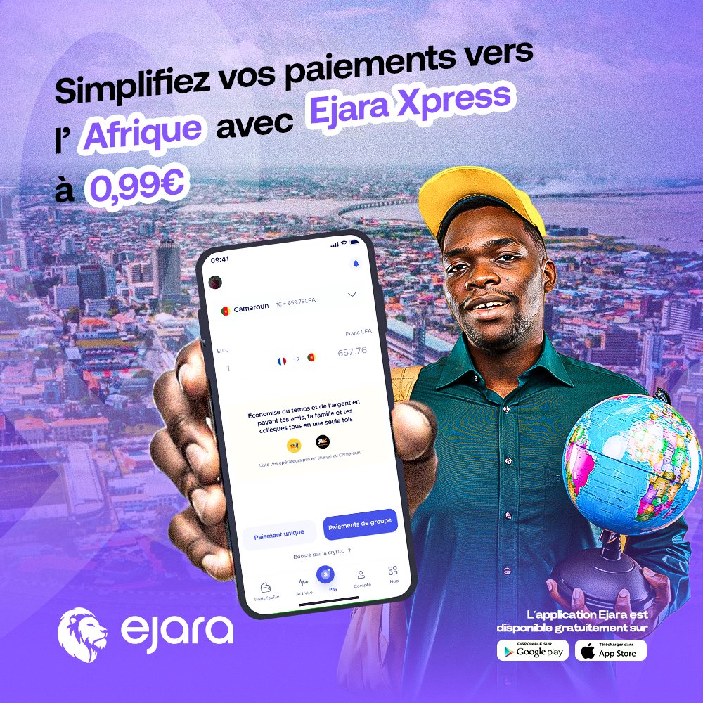 Rapide et moins cher, c'est avec <a href="/EjaraApp/">Ejara 💙</a> 
#PaiementsFaciles #AfriqueConnectée