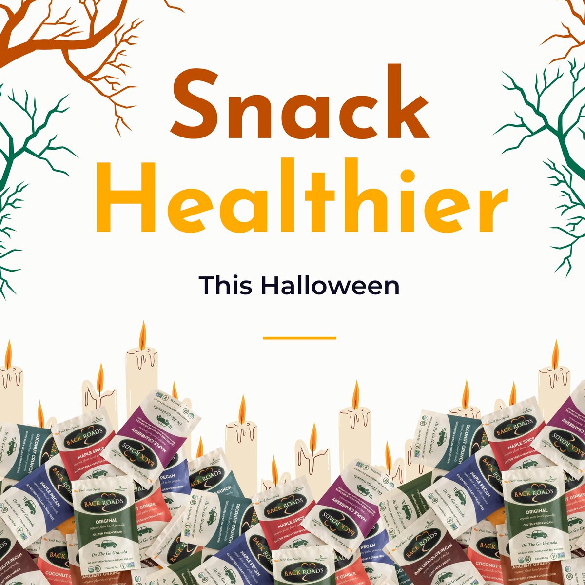 Trick or treat, how about something neat? 🎃👻 

Whether you're mixing it up or sticking with the candy classics, our 1.5 oz Snack Packs are a fun, healthy option for little ghouls and goblins. 👻🍫

Order here: social.backroadsgranola.com/tw-snack-packs

#halloween
#halloweentreats
#trickortreat