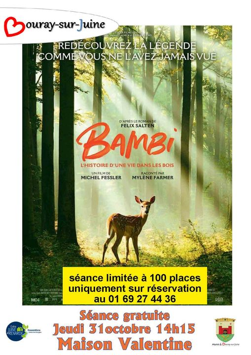 31 octobre : séance ciné "Bambi" à la Maison Valentine (sur inscription) et Bal d'Halloween avec la Caisse des Écoles. Save the date !