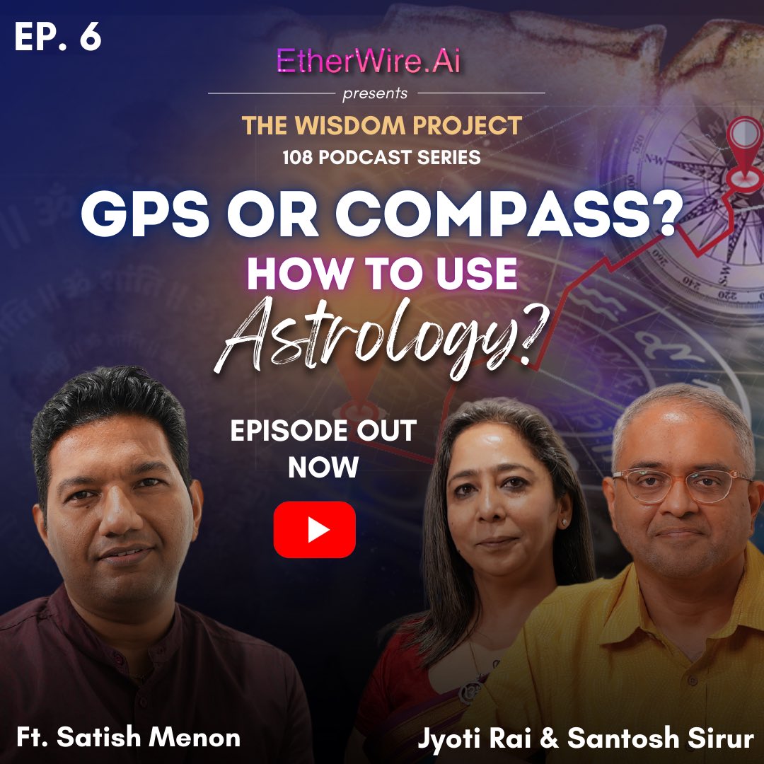 youtu.be/0l4cl--mdxg?si…

In this episode, join our hosts, <a href="/jyotirai29/">Jyoti Rai</a>  and <a href="/SirurS/">Santosh Sirur</a> , as they welcome Satish Menon. Together, they explore how astrology acts as a cosmic GPS, providing a map to navigate the complexities of life. 

#Etherwire #TheWisdomProject #Podcasting
