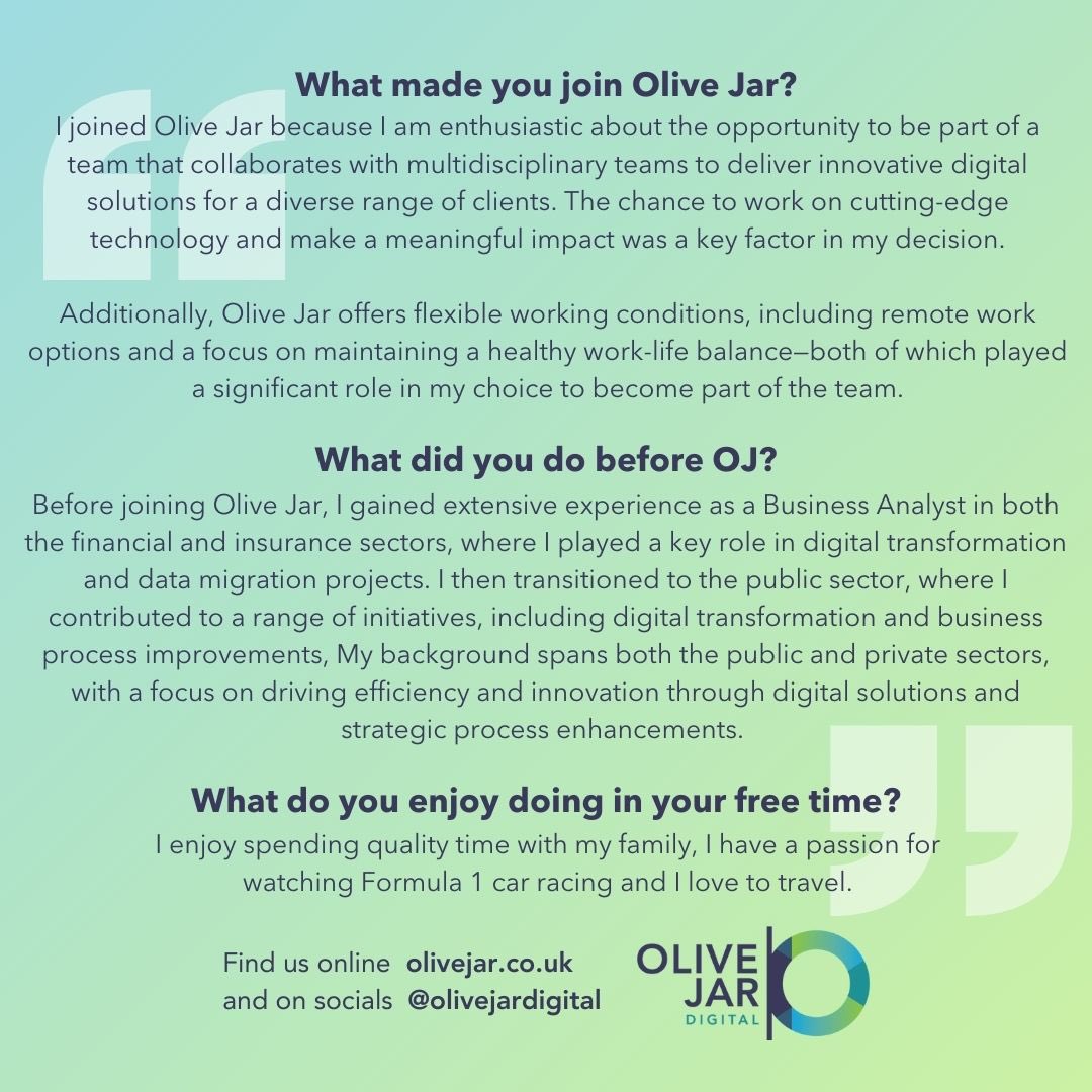 olivejardigital's tweet image. Meet Temi, our new Senior Business Analyst 💻

#olivejardigital #digitaltransformation #staffintro