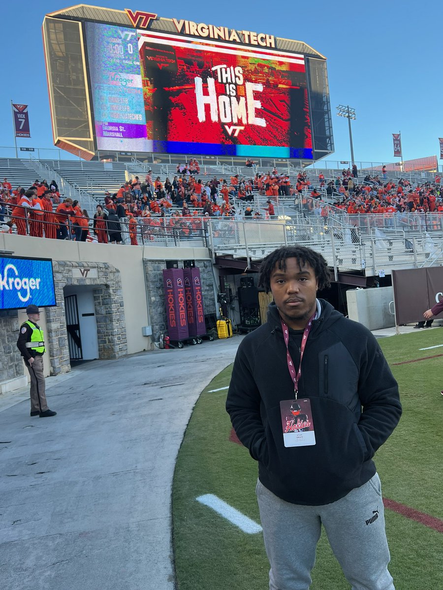 ChinstrapWR's tweet photo. 2026 RB Kylan Grace 
game day visit at Virginia Tech!!! https://t.co/2uxgPSK7T8