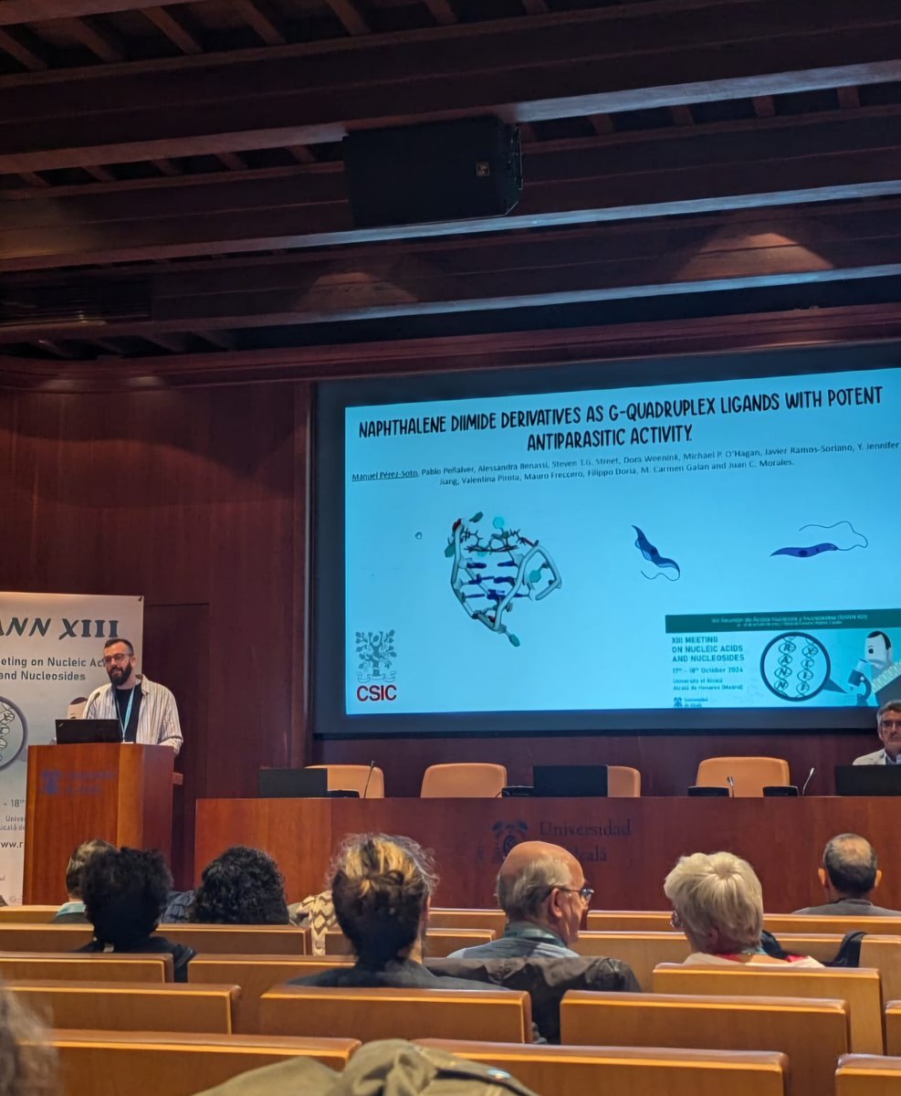 MPS130's tweet photo. Happy to share our last work at the XIII Meeting on Nucleic acids and Nucleosides (RANN XIII). Alcalá de Henares, the food and especially enjoying time with colleagues has been amazing! 🧫🧬💊🏰 #RANNXIII #AlcalaDeHenares #lab108 @UAHes https://t.co/7P0SZ5ybdF