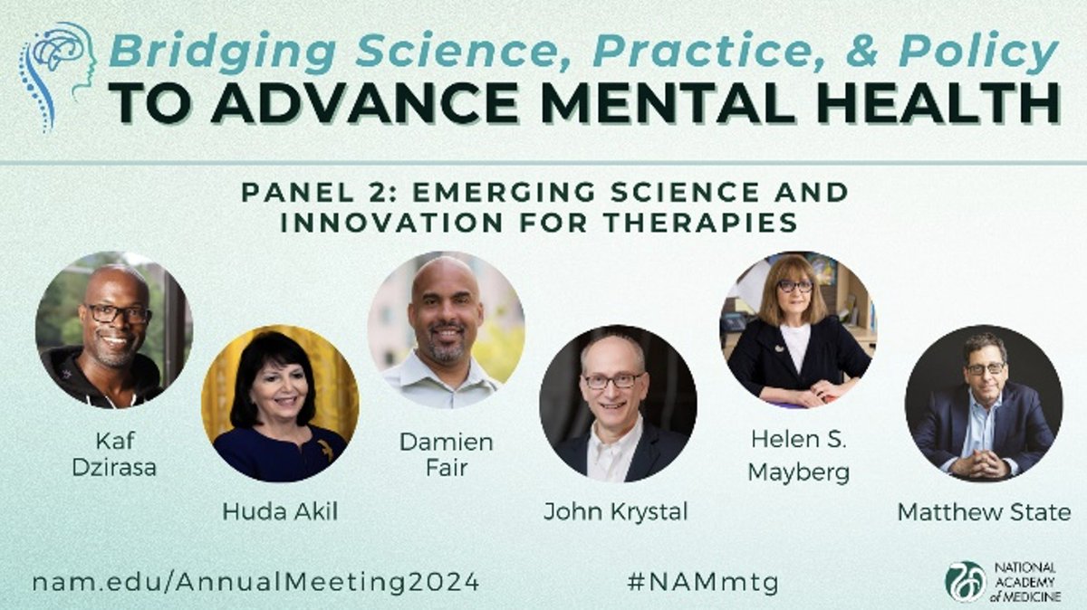 Friedman Brain Institute (@sinaibrain) on Twitter photo JOIN <a href="/theNAMedicine/">National Academy of Medicine</a> THIS MONDAY 10/21 for a panel on emerging innovations for #mentalhealth therapies w/ <a href="/KafuiDzirasa/">Kafui Dzirasa, MD PhD</a>, <a href="/Huda_Akil1/">Huda A</a>, <a href="/DrDamienFair/">Damien Fair</a>, John Krystal, <a href="/HelenMaybergMD/">Helen Mayberg, MD</a>, and Matthew State. NOT TO MISS! Nam.edu/AnnualMeeting2β¦ #NAMMtg JOIN <a href="/theNAMedicine/">National Academy of Medicine</a> THIS MONDAY 10/21 for a panel on emerging innovations for #mentalhealth therapies w/ <a href="/KafuiDzirasa/">Kafui Dzirasa, MD PhD</a>, <a href="/Huda_Akil1/">Huda A</a>, <a href="/DrDamienFair/">Damien Fair</a>, John Krystal, <a href="/HelenMaybergMD/">Helen Mayberg, MD</a>, and Matthew State. NOT TO MISS! Nam.edu/AnnualMeeting2β¦ #NAMMtg