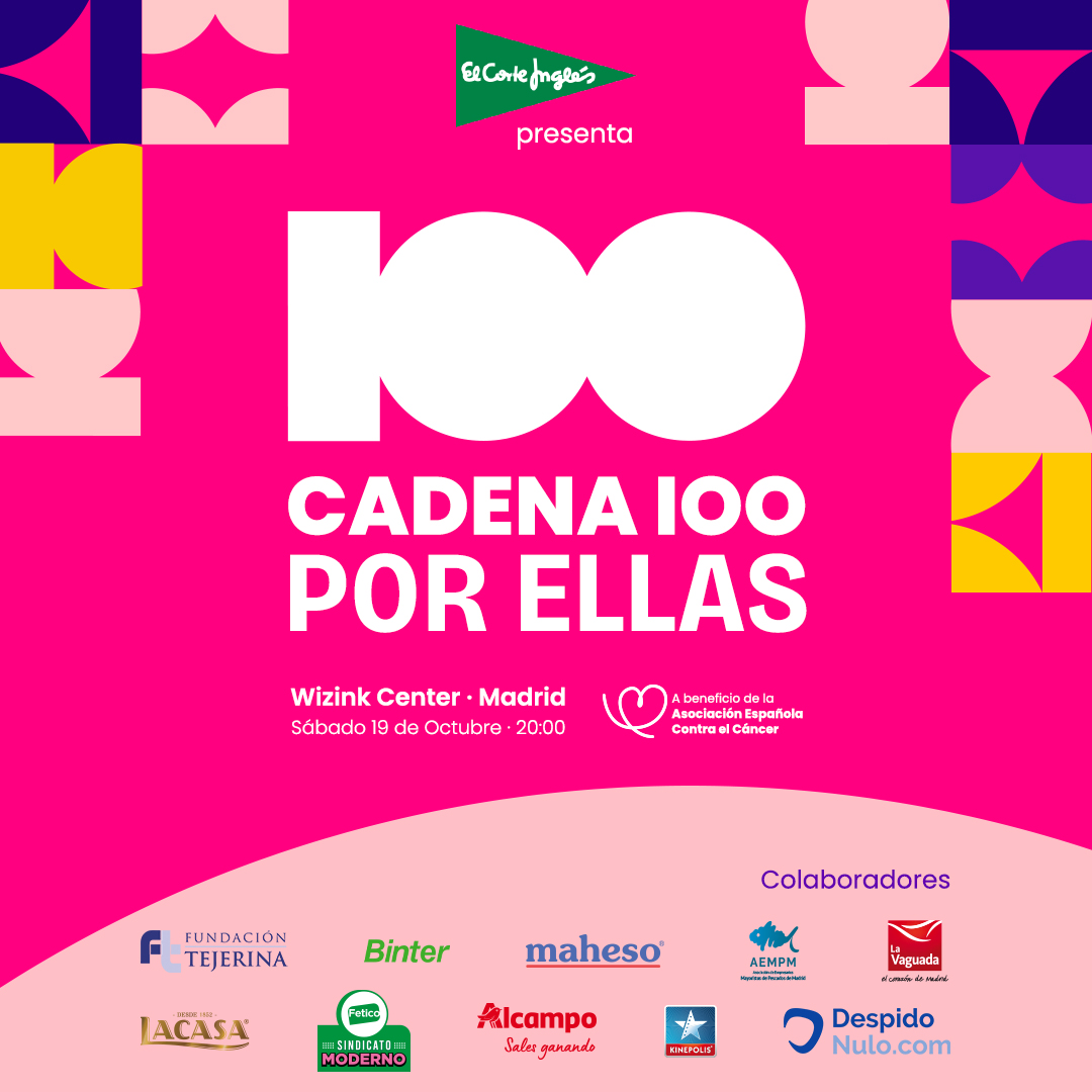 CADENA100's tweet photo. No podemos cerrar sin agradecer a nuestros colaboradores, quienes son la clave para que #CADENA100PorEllas sea inolvidable. ¡Gracias @alcampo, @Cines_Kinepolis, #DespidoNulo, #LaVaguada, @CpmTejerina, @Maheso_news, @AEMPM_, @BinterCanarias, @Lacasaytu y @FETICOoficial! 🙌🌟 https://t.co/O5mYNyRvaB