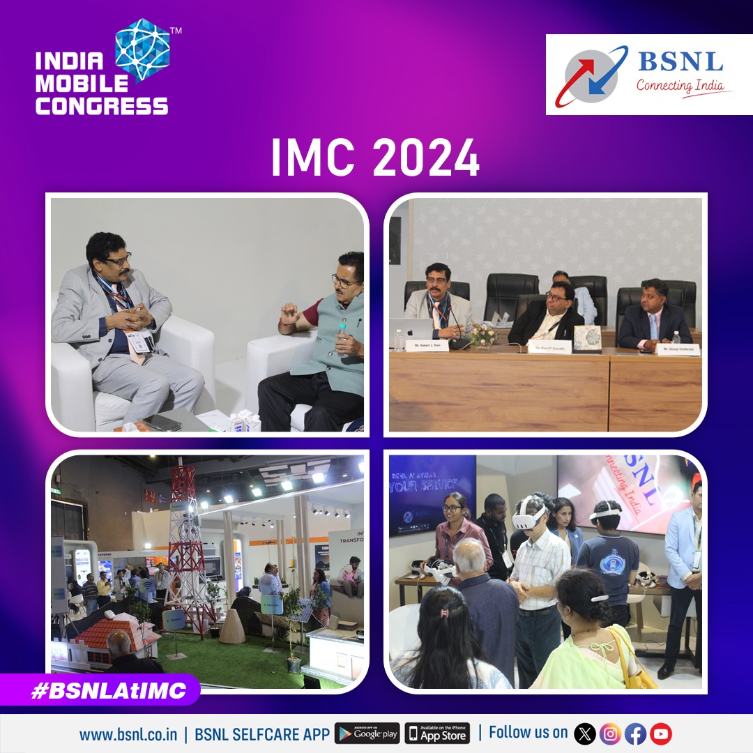 BSNLCorporate's tweet image. On the concluding day of #IMC2024, we extend our sincere thanks to everyone who visited us at the #BSNL booth. Your enthusiasm and interest inspire us to continue driving innovation and enabling seamless connectivity across urban and rural India.

#BSNLatIMC #TheFutureIsNow