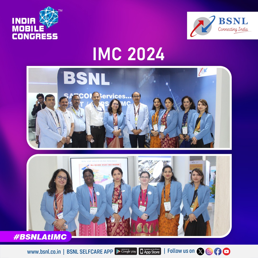 BSNLCorporate's tweet image. On the concluding day of #IMC2024, we extend our sincere thanks to everyone who visited us at the #BSNL booth. Your enthusiasm and interest inspire us to continue driving innovation and enabling seamless connectivity across urban and rural India.

#BSNLatIMC #TheFutureIsNow