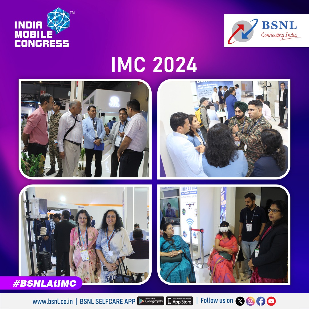 BSNLCorporate's tweet image. On the concluding day of #IMC2024, we extend our sincere thanks to everyone who visited us at the #BSNL booth. Your enthusiasm and interest inspire us to continue driving innovation and enabling seamless connectivity across urban and rural India.

#BSNLatIMC #TheFutureIsNow