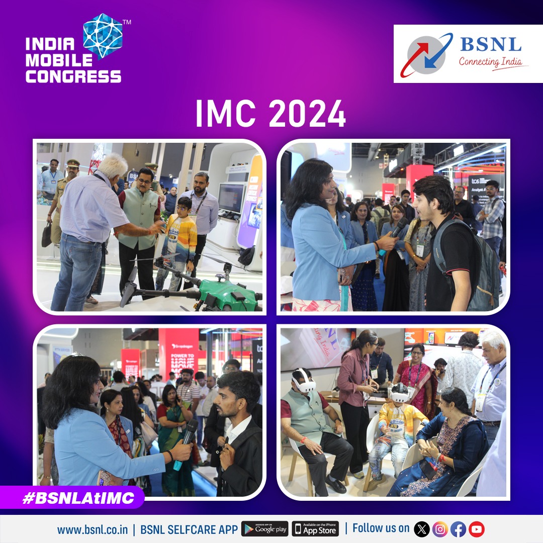 BSNLCorporate's tweet image. On the concluding day of #IMC2024, we extend our sincere thanks to everyone who visited us at the #BSNL booth. Your enthusiasm and interest inspire us to continue driving innovation and enabling seamless connectivity across urban and rural India.

#BSNLatIMC #TheFutureIsNow
