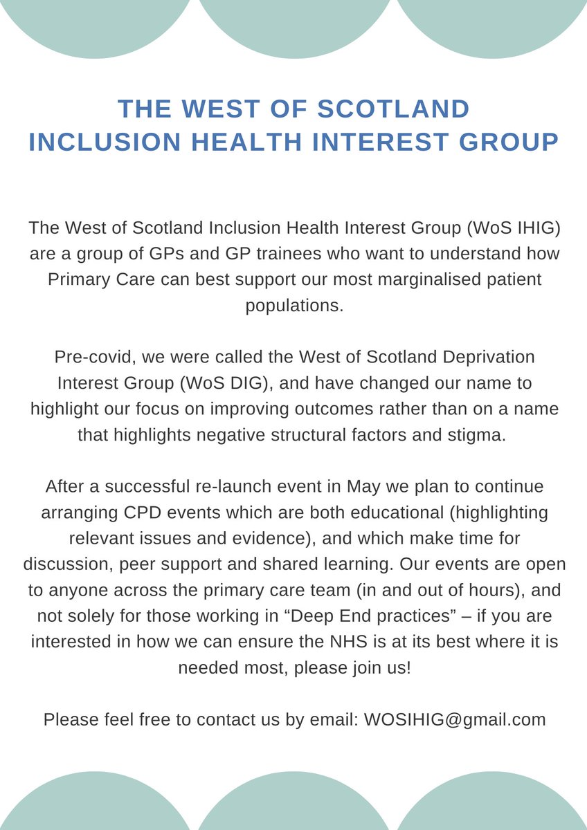 Fiona Stark (@ffergague) on Twitter photo WOS IHIG invite you to "A Decade of Community Links Workers in Scotland: lessons learned and future directions."
🗓️ Thursday 21st November
🕖 7-9pm
📍 Pearce Institute, Govan
🎟️ shorturl.at/JaBIP
📧 WOSIHIG@gmail.com
(Rescheduled from October) WOS IHIG invite you to "A Decade of Community Links Workers in Scotland: lessons learned and future directions."
🗓️ Thursday 21st November
🕖 7-9pm
📍 Pearce Institute, Govan
🎟️ shorturl.at/JaBIP
📧 WOSIHIG@gmail.com
(Rescheduled from October)